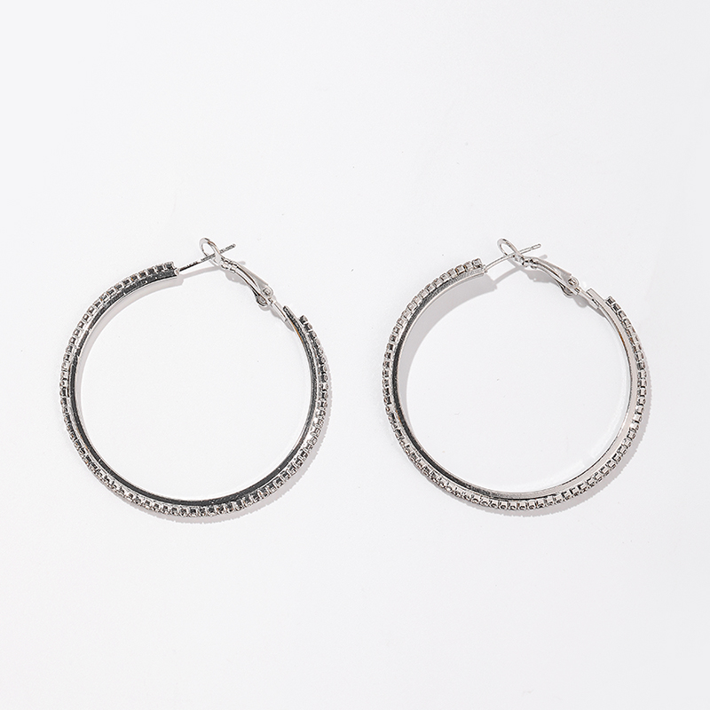 Fashion Circle Alloy Inlay Rhinestones Womenu0027S Hoop Earrings 1 Pair