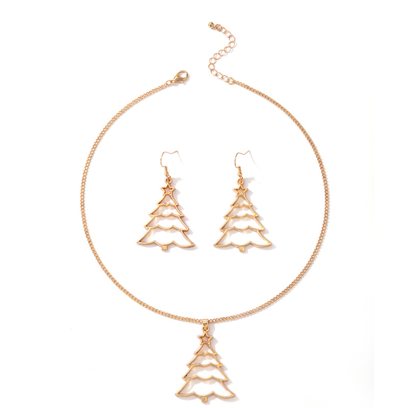 Cute Christmas Tree Elk Alloy Womenu0027S Earrings Necklace 1 Set