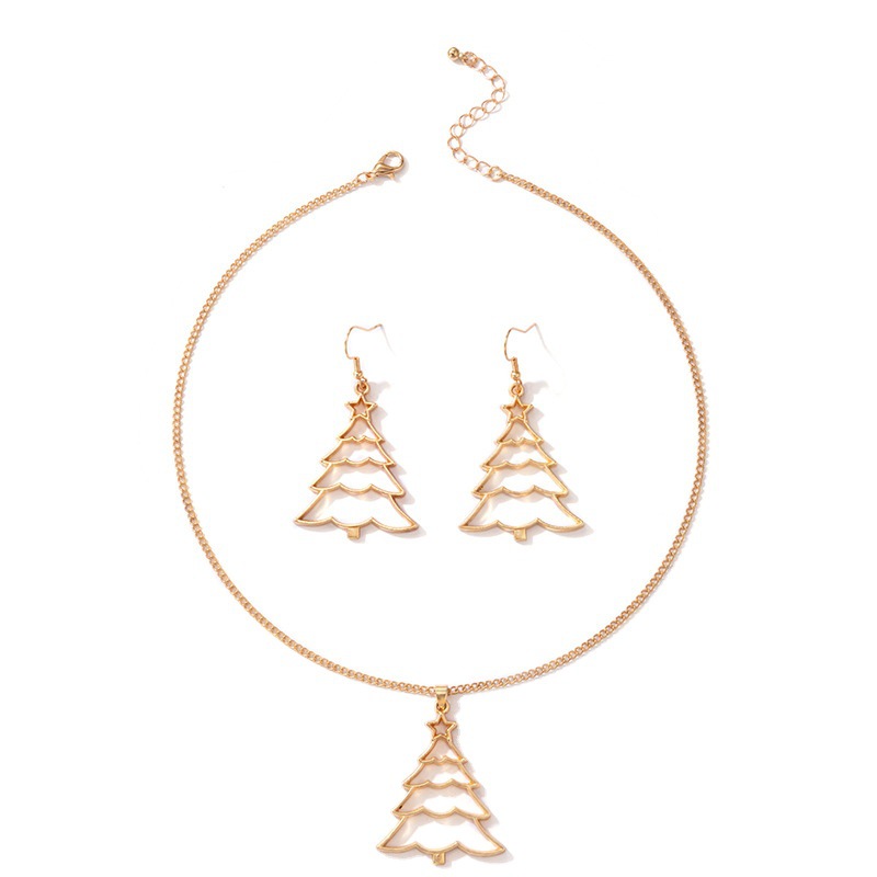 Cute Christmas Tree Elk Alloy Womenu0027S Earrings Necklace 1 Set