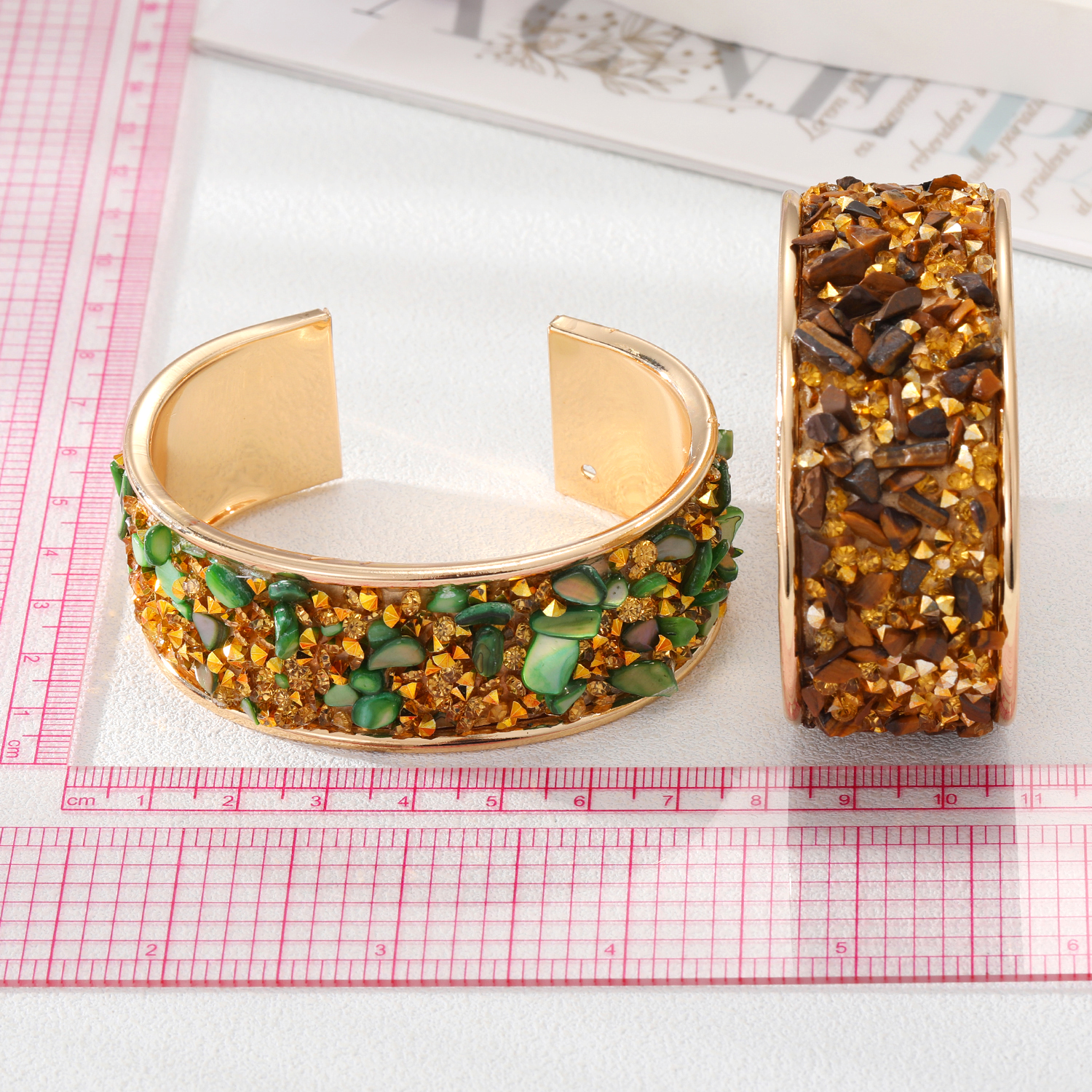 Retro Color Block Alloy Plating Natural Stone Womenu0027S Bangle 1 Piece