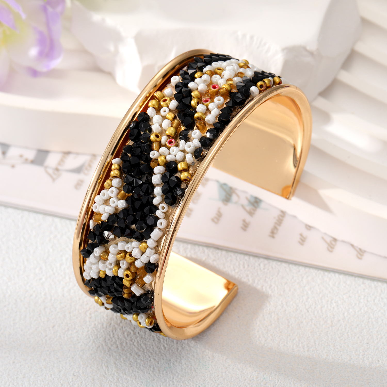 Bohemian Stripe Alloy Plating Natural Stone Womenu0027S Bangle 1 Piece