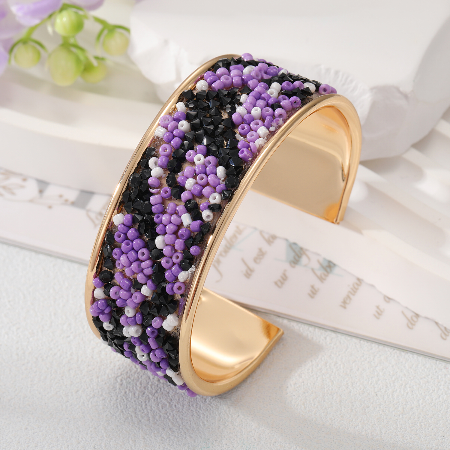 Bohemian Stripe Alloy Plating Natural Stone Womenu0027S Bangle 1 Piece