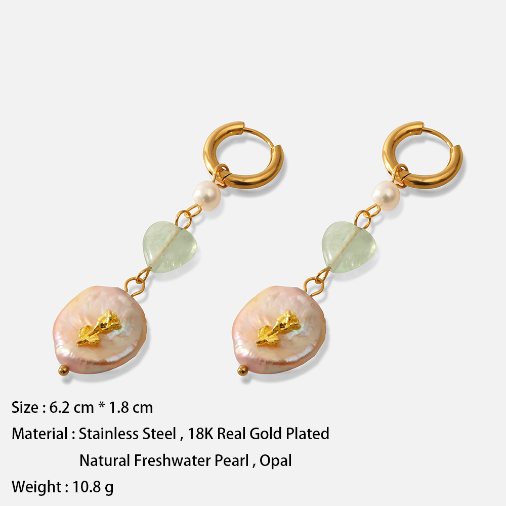 Fashion Geometric Copper Drop Earrings Inlay Artificial Pearls Copper Earrings 1 Piece