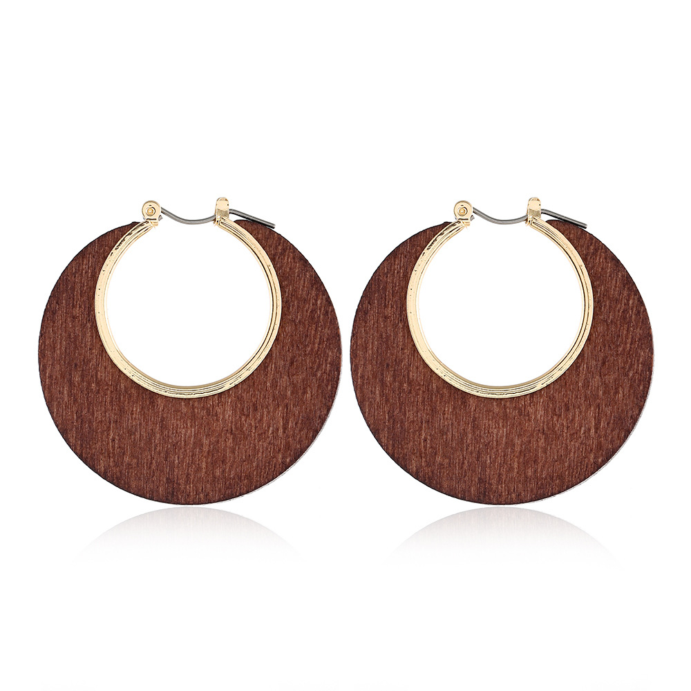 Vintage Style Geometric Alloy Wood Plating Hollow Out Womenu0027S Earrings 1 Pair