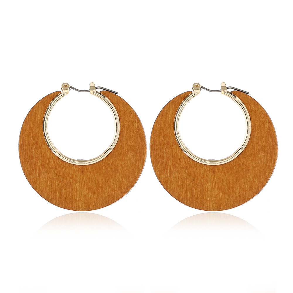 Vintage Style Geometric Alloy Wood Plating Hollow Out Womenu0027S Earrings 1 Pair