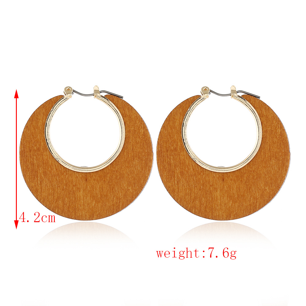 Vintage Style Geometric Alloy Wood Plating Hollow Out Womenu0027S Earrings 1 Pair