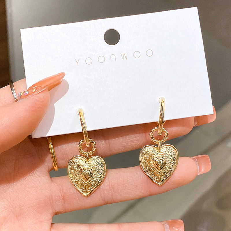 Simple Style Heart Shape Alloy Three-dimensional Womenu0027S Drop Earrings 1 Pair