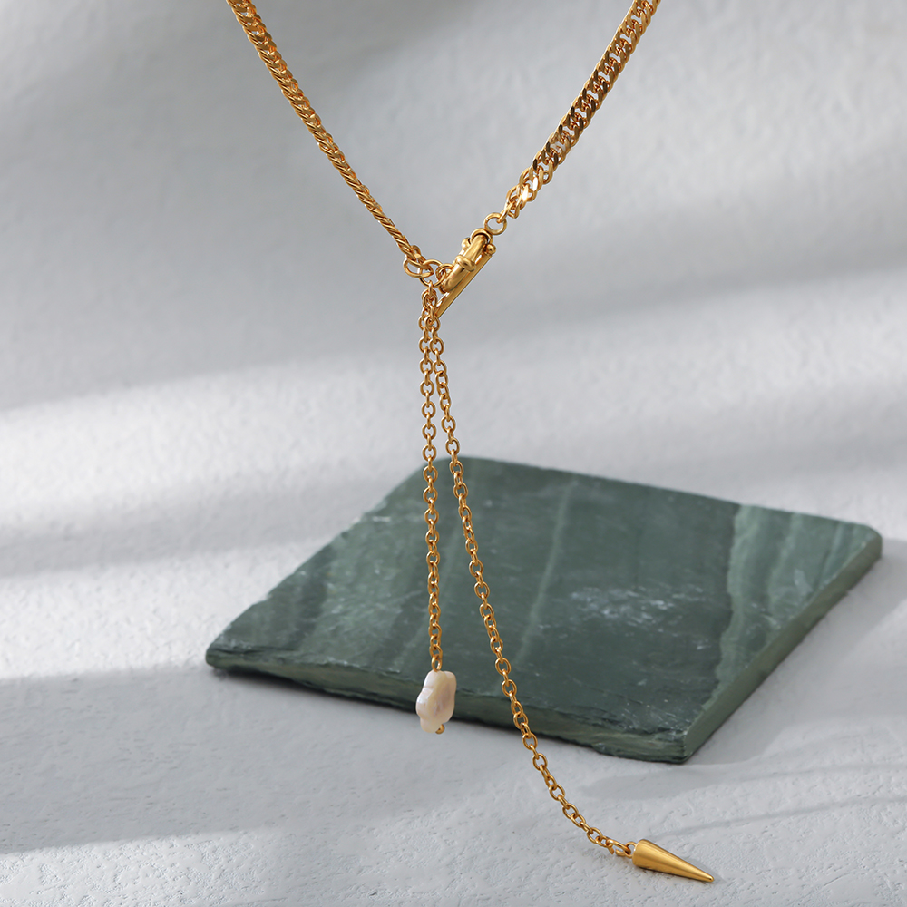 Fashion Solid Color Stainless Steel Pendant Necklace Stainless Steel Necklaces 1 Piece