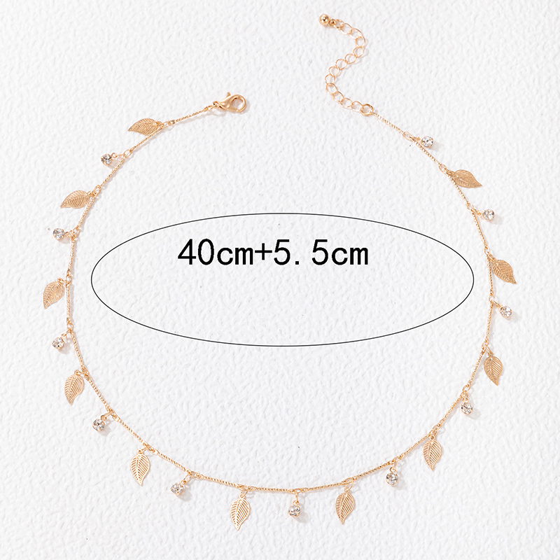 Simple Style Leaves Alloy Rhinestones Womenu0027S Necklace