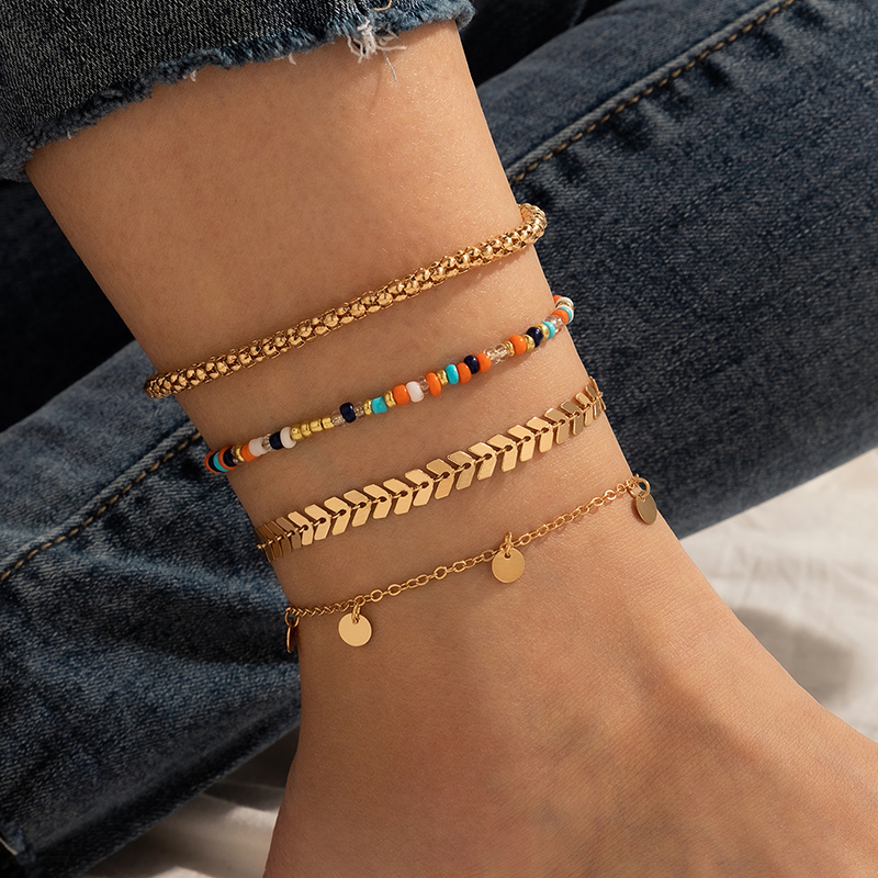 Bohemian Geometric Alloy Womenu0027S Anklet 4 Pieces