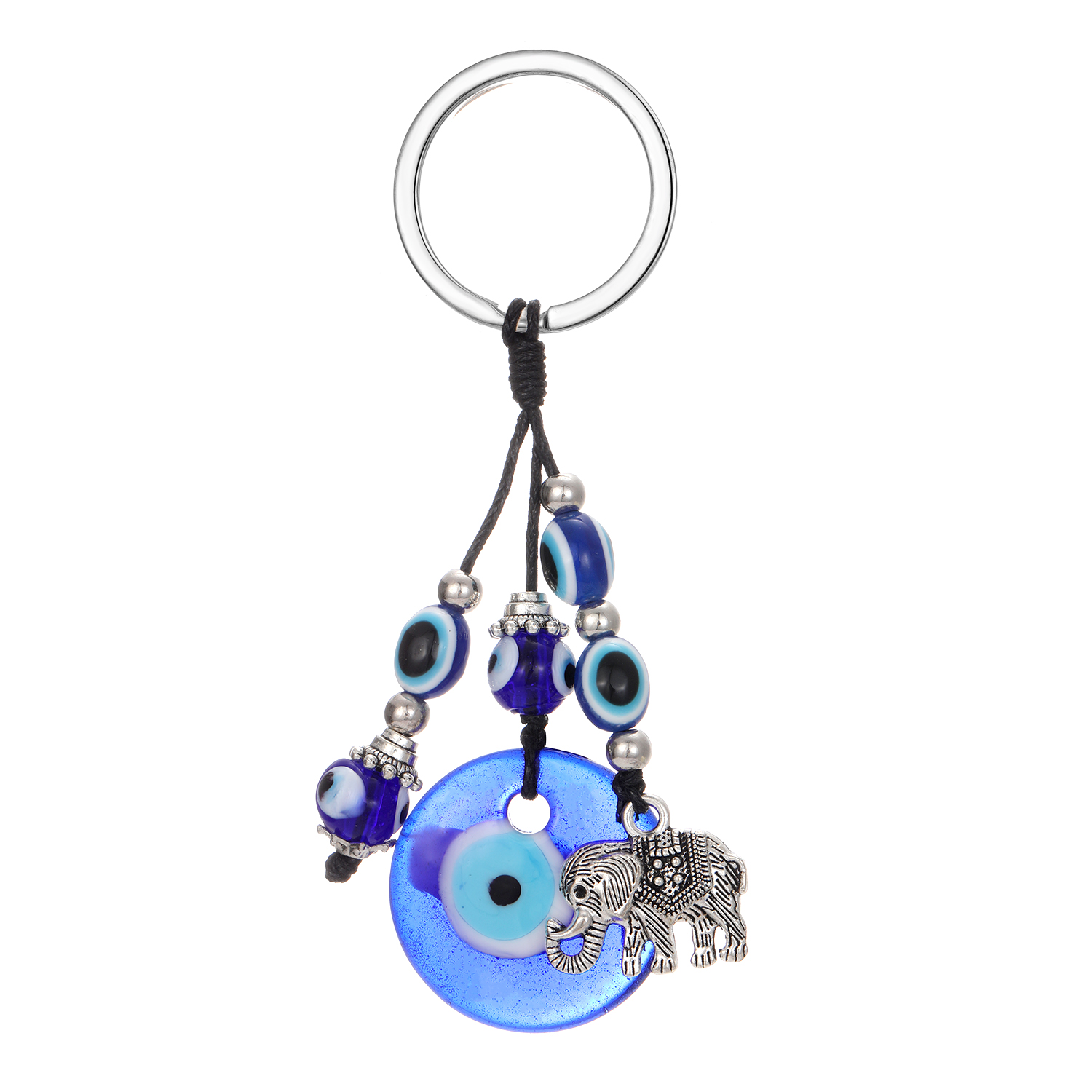 Ethnic Style Devilu0027S Eye Elephant Glass Carving Glass Bead Bag Pendant Keychain 1 Piece