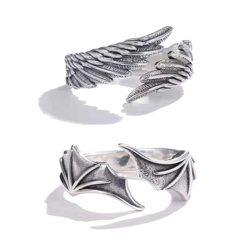 Retro Wings Alloy Asymmetrical Unisex Open Ring 1 Piece