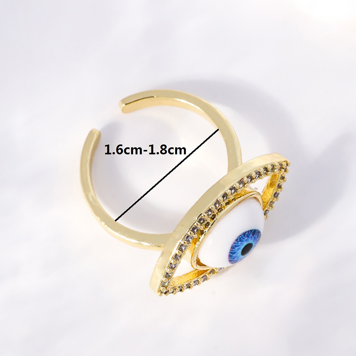 Simple Style Heart Shape Eye Copper Gold Plated Zircon Open Ring 1 Piece
