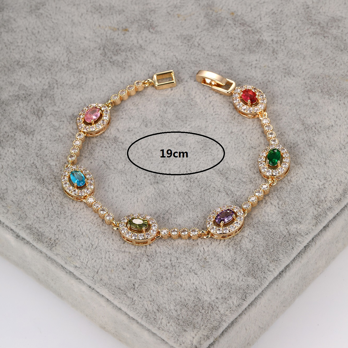 Fashion Oval Copper Gold Plated Zircon Bracelets 1 Piece