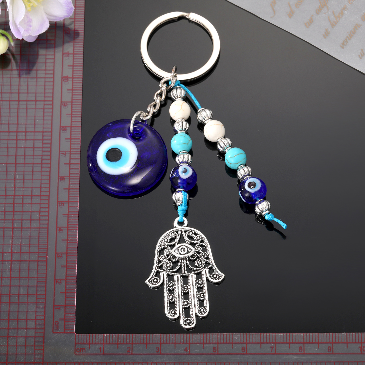 Simple Style Devilu0027S Eye Palm Alloy Glass Plating Bag Pendant Keychain 1 Piece
