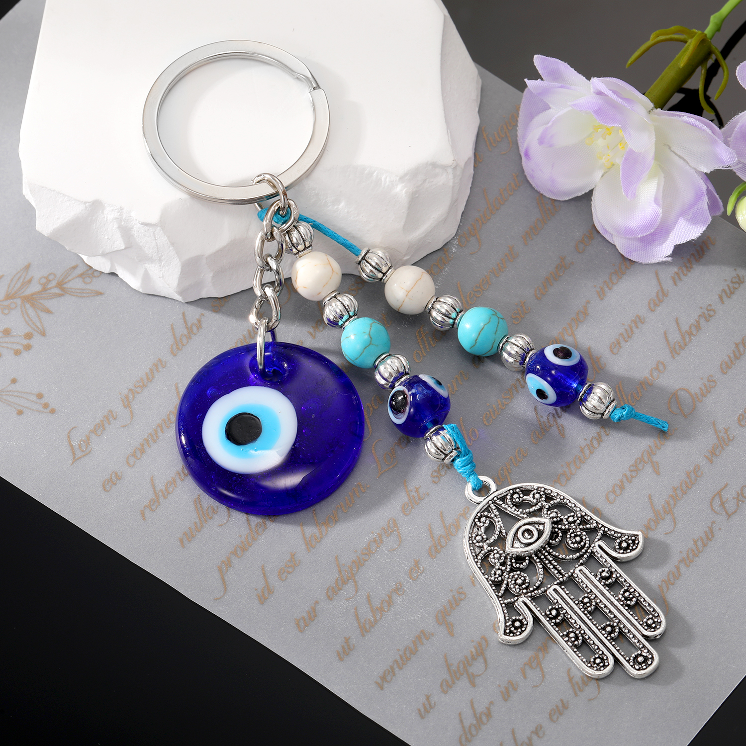 Simple Style Devilu0027S Eye Palm Alloy Glass Plating Bag Pendant Keychain 1 Piece