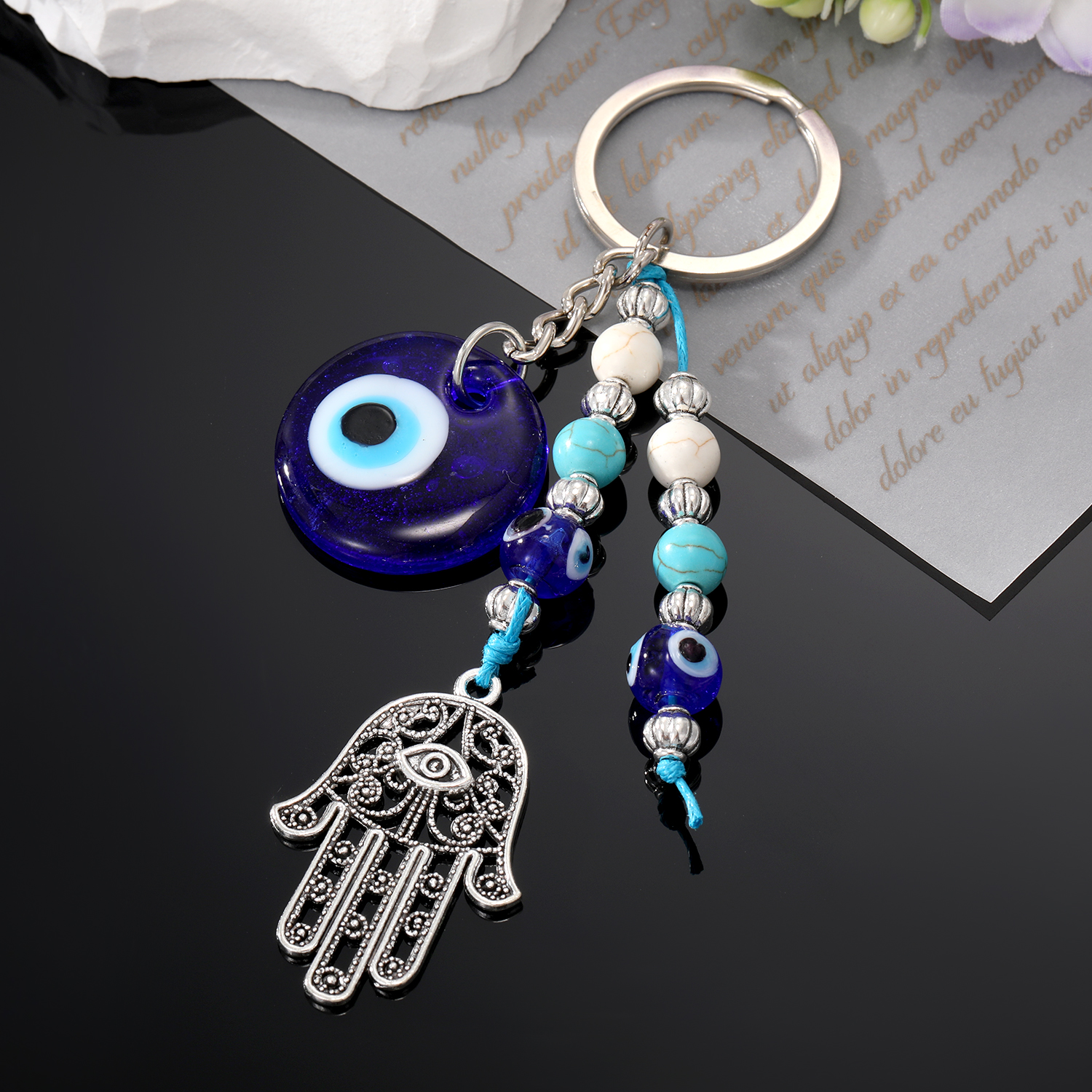 Simple Style Devilu0027S Eye Palm Alloy Glass Plating Bag Pendant Keychain 1 Piece