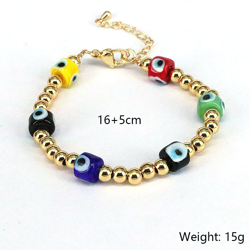 Basic Devilu0027S Eye Copper Bracelets Beaded Gold Plated Copper Bracelets 1 Piece