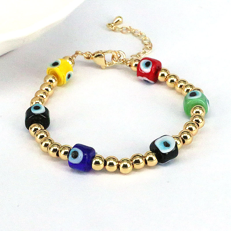 Basic Devilu0027S Eye Copper Bracelets Beaded Gold Plated Copper Bracelets 1 Piece