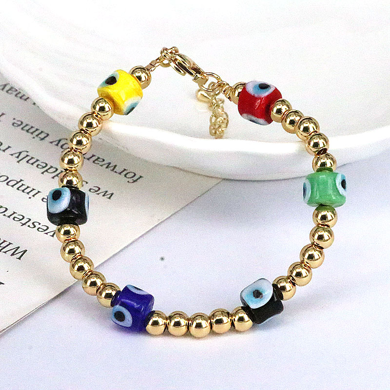Basic Devilu0027S Eye Copper Bracelets Beaded Gold Plated Copper Bracelets 1 Piece