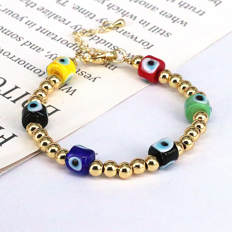 Basic Devilu0027S Eye Copper Bracelets Beaded Gold Plated Copper Bracelets 1 Piece