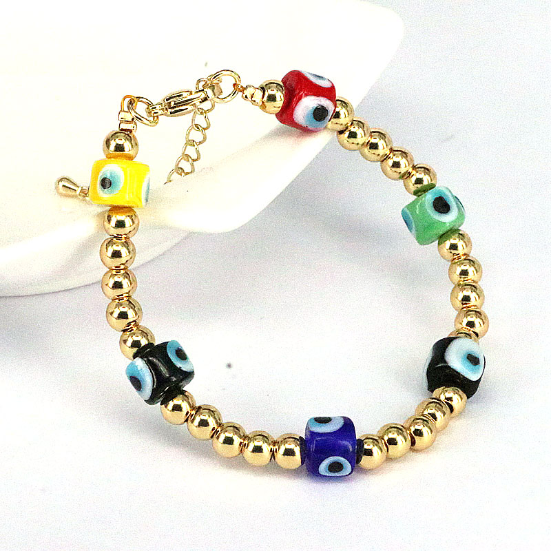 Basic Devilu0027S Eye Copper Bracelets Beaded Gold Plated Copper Bracelets 1 Piece