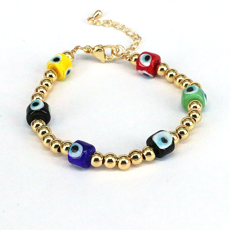 Basic Devilu0027S Eye Copper Bracelets Beaded Gold Plated Copper Bracelets 1 Piece