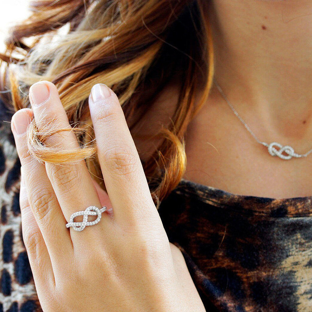 Fashion Knot Copper Inlay Artificial Diamond Rings 1 Piece