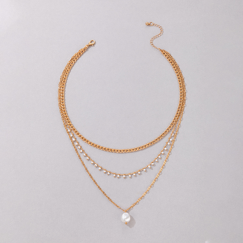 Fashion Geometric Alloy Plating Artificial Pearls Womenu0027S Layered Necklaces 1 Piece