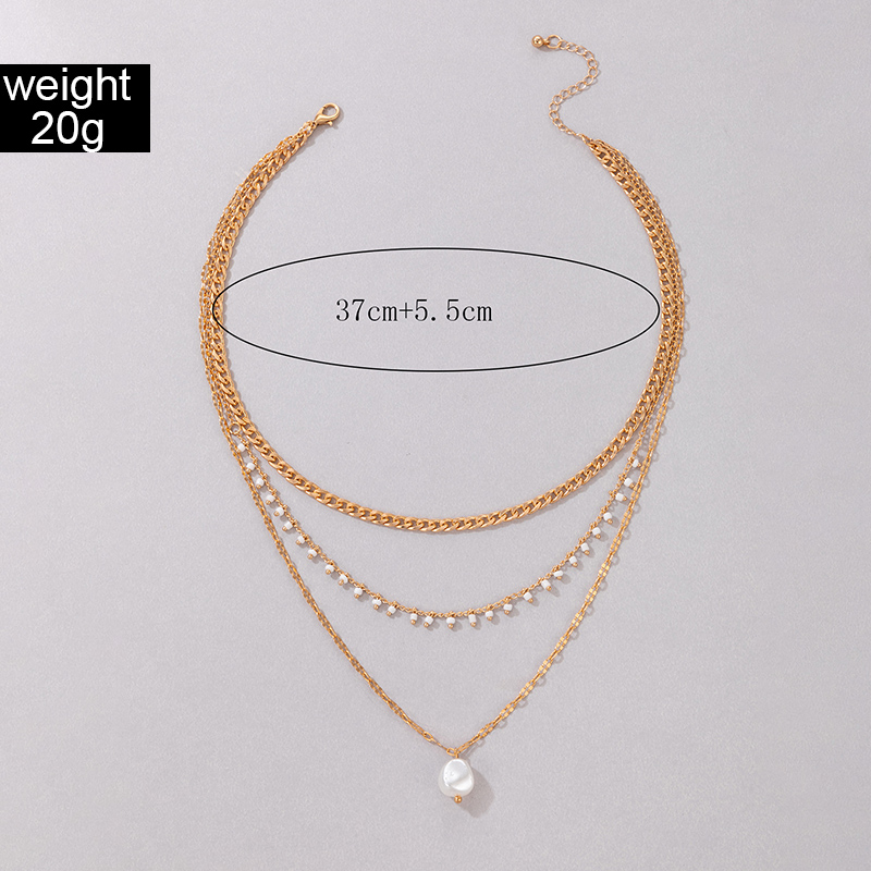 Fashion Geometric Alloy Plating Artificial Pearls Womenu0027S Layered Necklaces 1 Piece