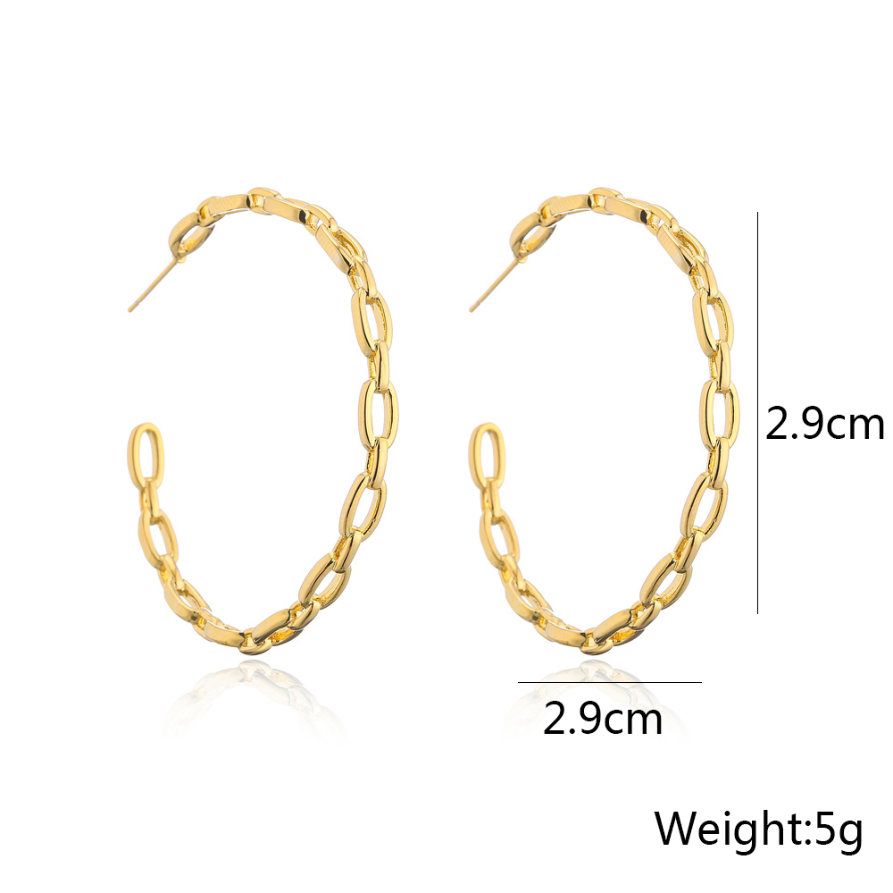 Fashion Circle Copper Gold Plated Ear Studs 1 Pair