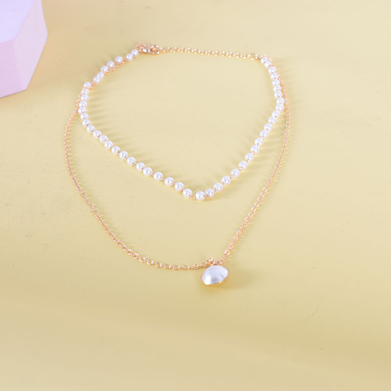 Fashion Round Alloy Plating Artificial Pearls Womenu0027S Layered Necklaces 2 Piece Set