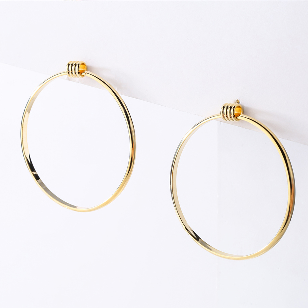 Fashion Circle Copper Gold Plated Hoop Earrings 1 Pair