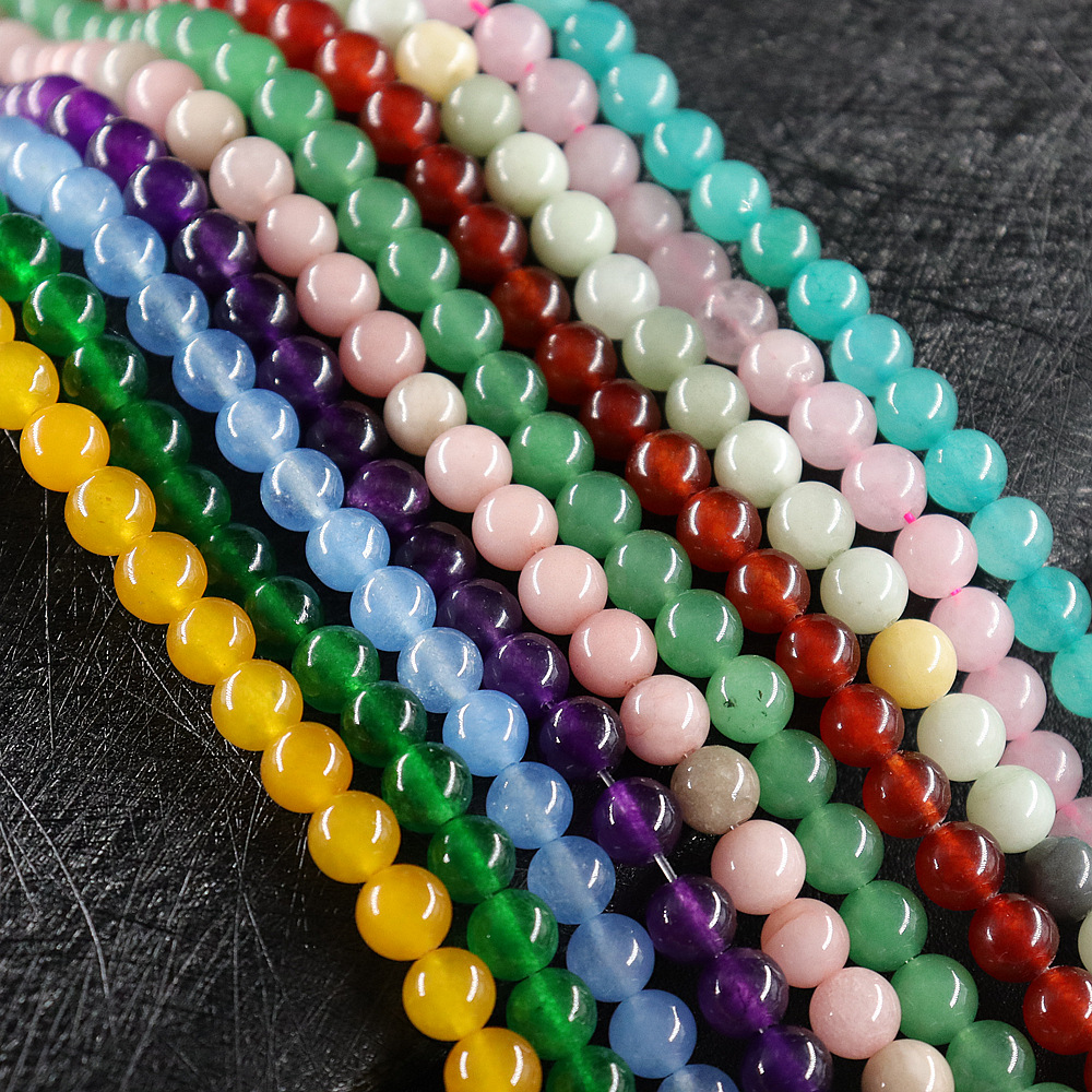Simple Style Solid Color Quartz rock jade Polishing Beaded 1 Set