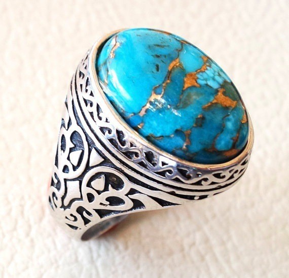 Retro Oval Alloy Turquoise Unisex Rings 1 Piece