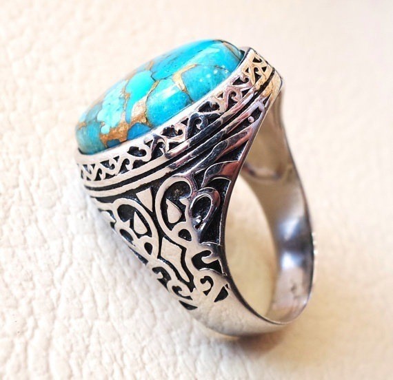 Retro Oval Alloy Turquoise Unisex Rings 1 Piece