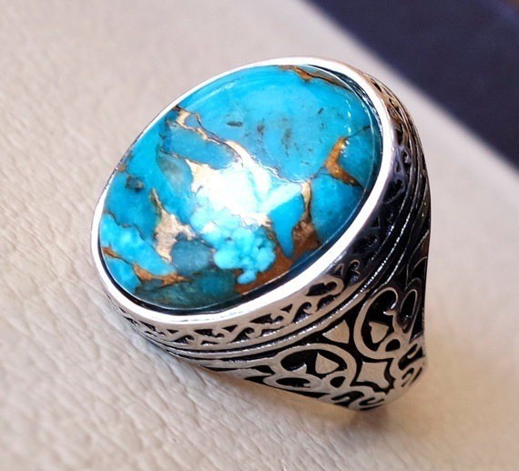 Retro Oval Alloy Turquoise Unisex Rings 1 Piece