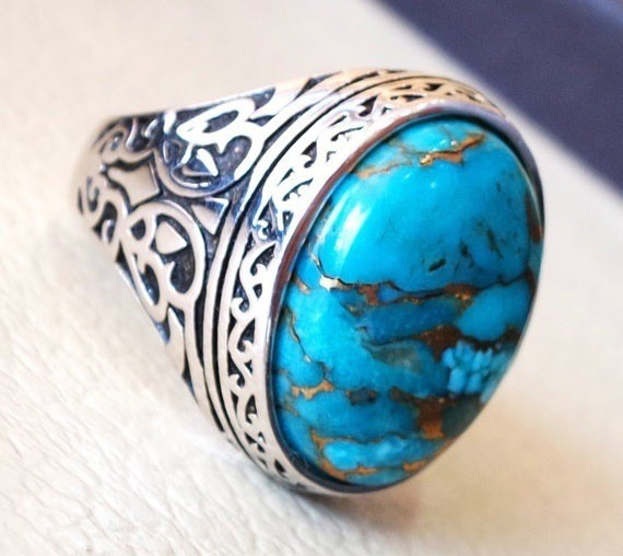 Retro Oval Alloy Turquoise Unisex Rings 1 Piece