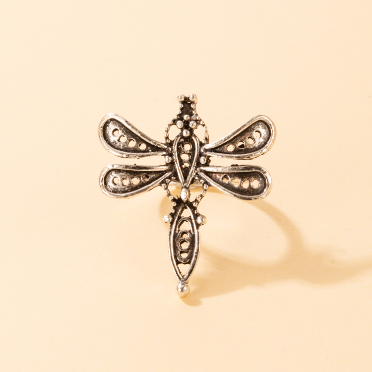 Fashion Flower Dragonfly Alloy Plating Unisex Rings 1 Piece