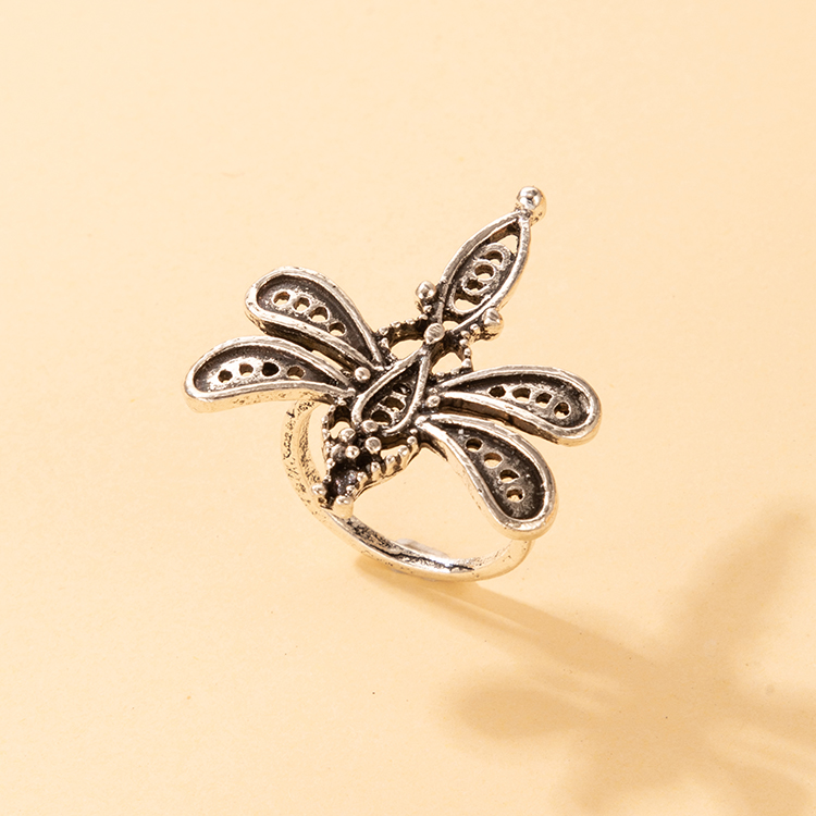 Fashion Flower Dragonfly Alloy Plating Unisex Rings 1 Piece