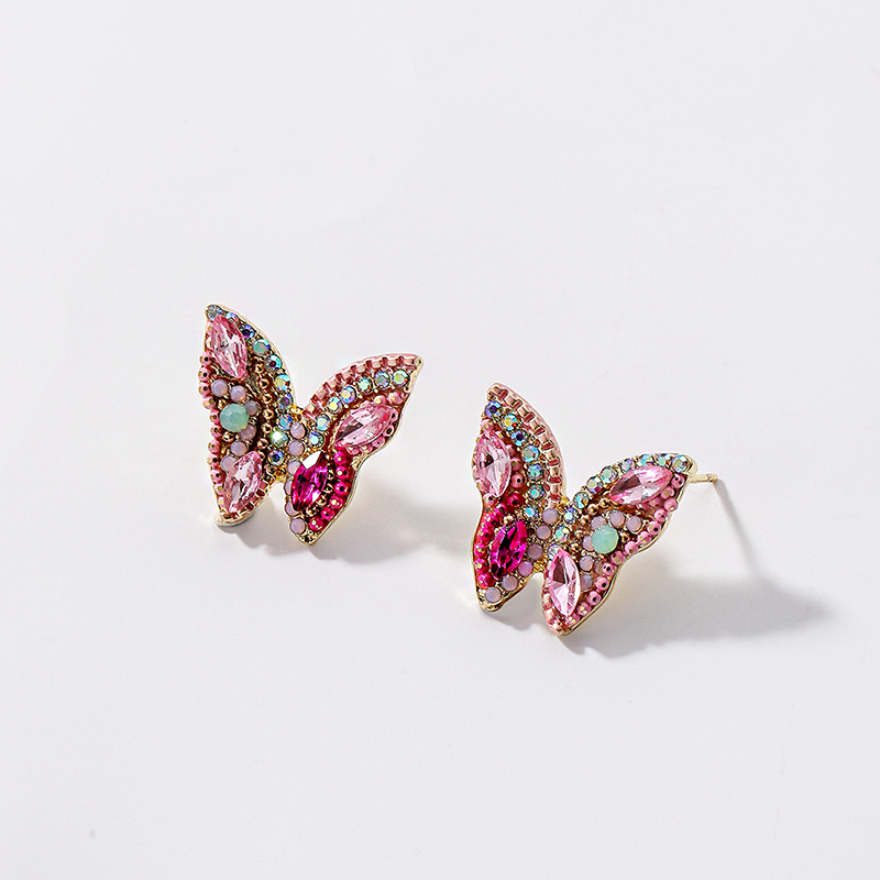 Shiny Butterfly Alloy Inlay Rhinestones Womenu0027S Ear Studs 1 Pair