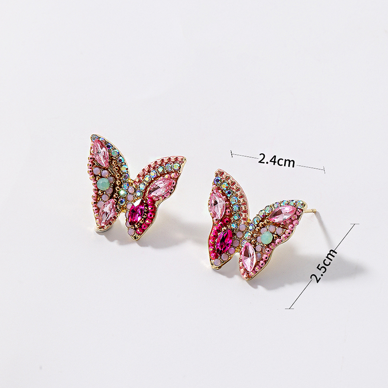 Shiny Butterfly Alloy Inlay Rhinestones Womenu0027S Ear Studs 1 Pair