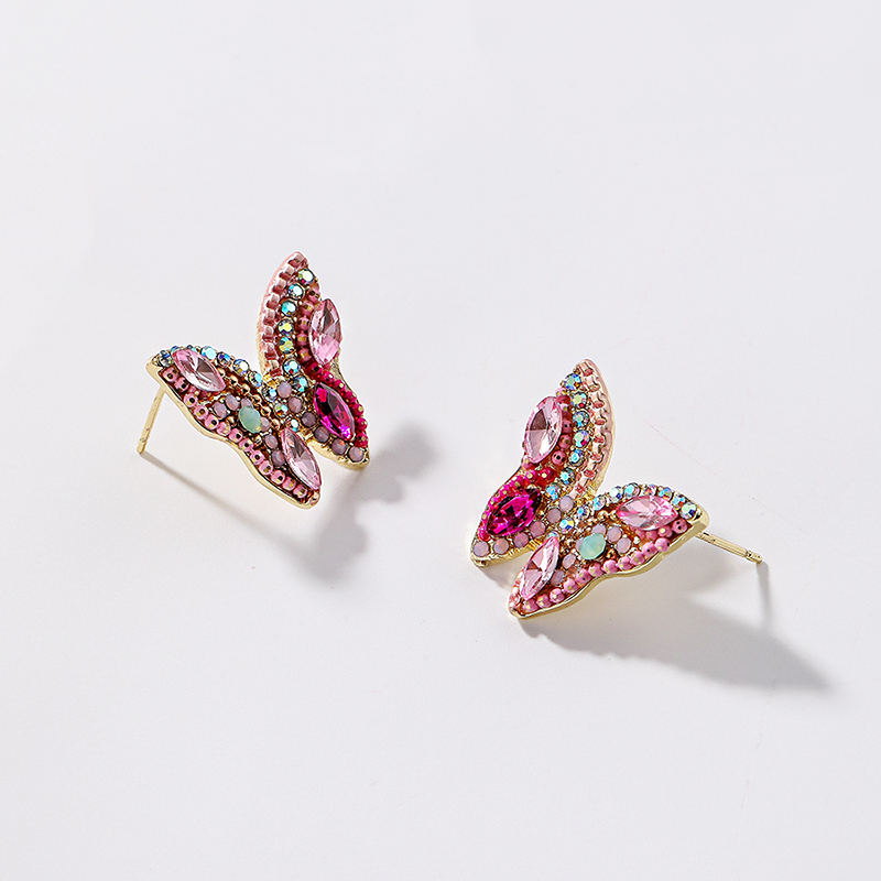 Shiny Butterfly Alloy Inlay Rhinestones Womenu0027S Ear Studs 1 Pair