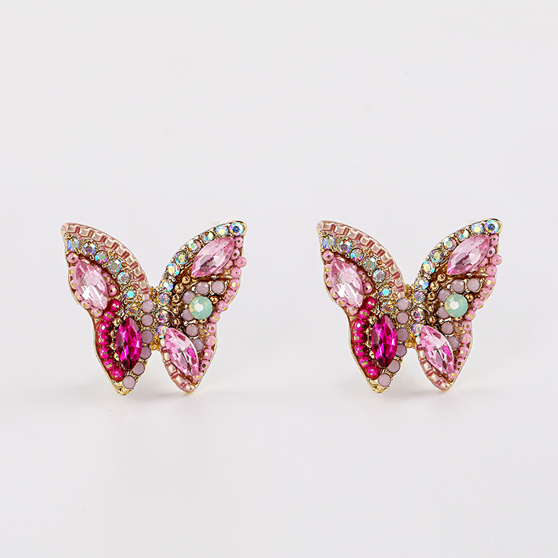 Shiny Butterfly Alloy Inlay Rhinestones Womenu0027S Ear Studs 1 Pair