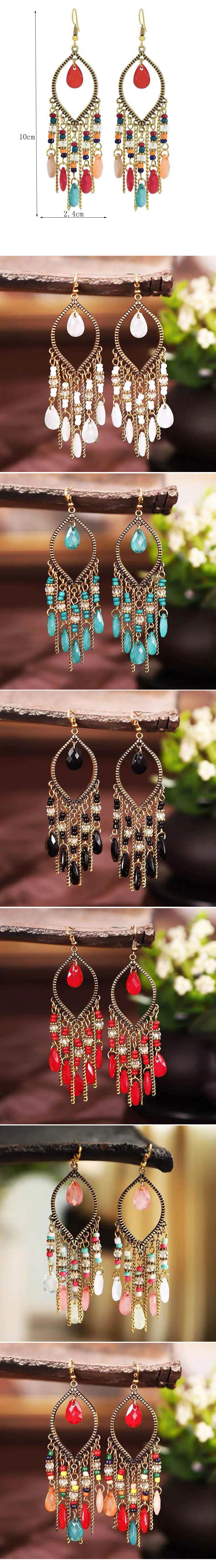 Bohemian Geometric Alloy Tassel Resin Womenu0027S Drop Earrings 1 Pair