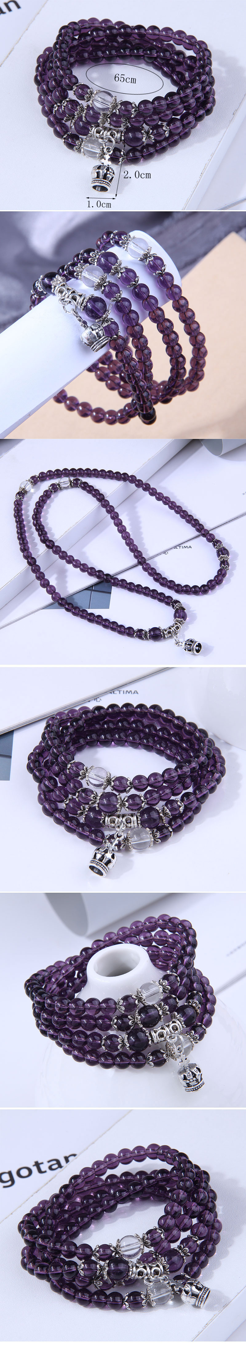 Fashion Crown Alloy Glass Beaded Bracelets 1 Piece