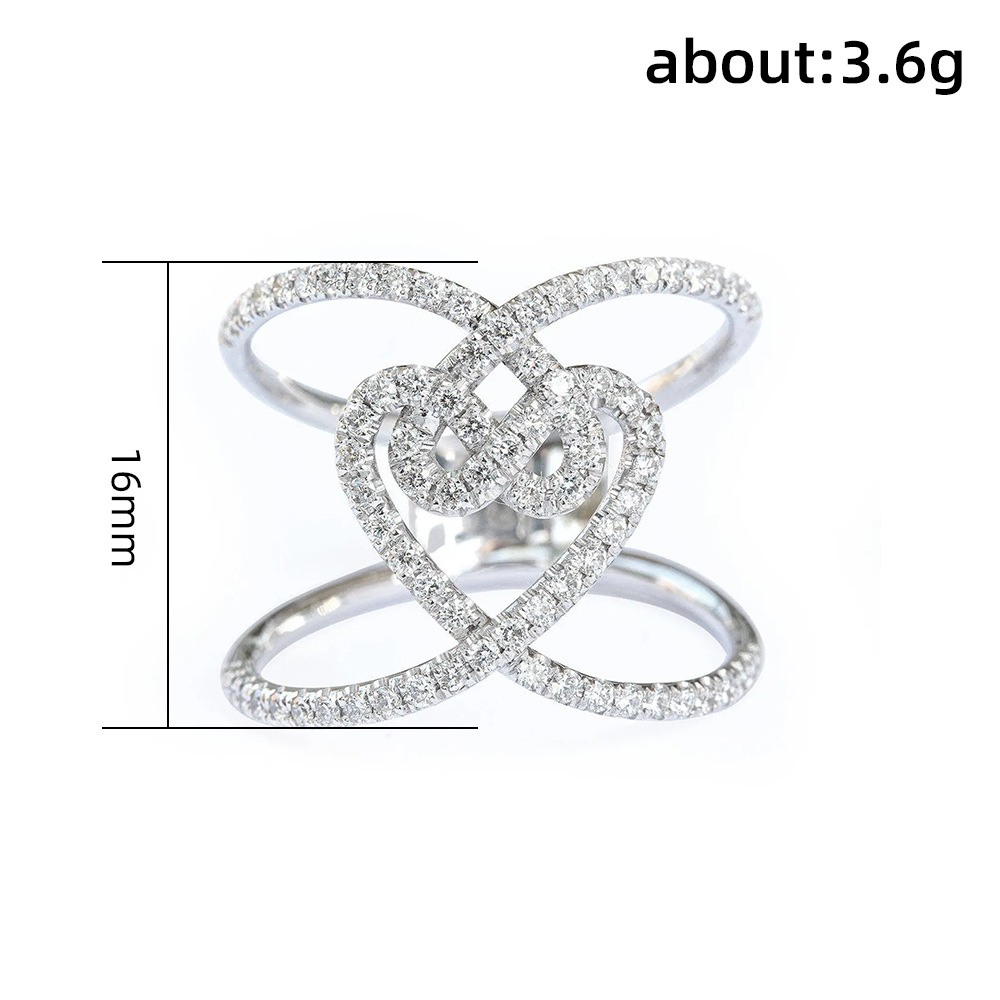 Fashion Heart Shape Copper Inlay Artificial Diamond Rings 1 Piece