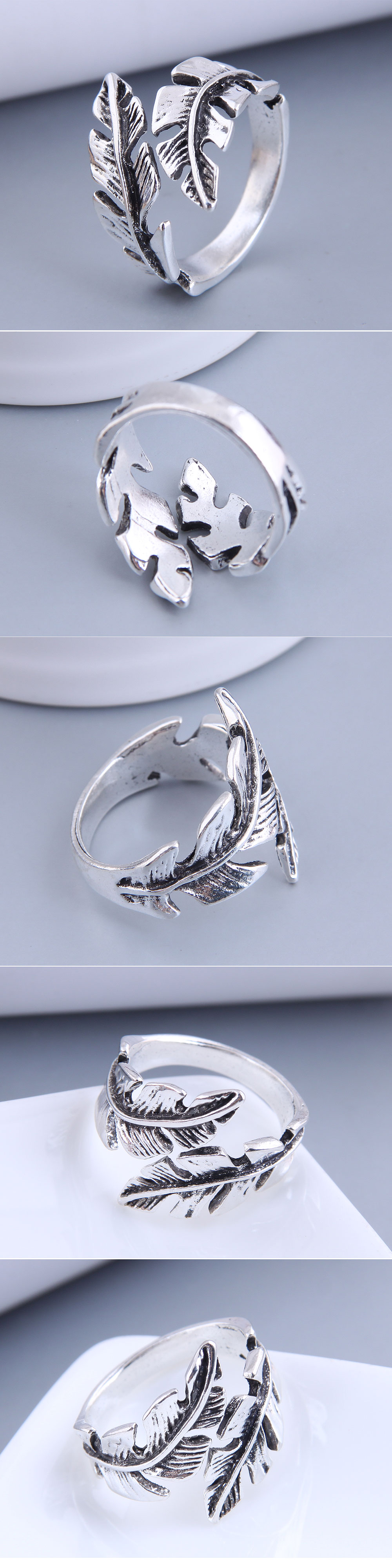 Vintage Style Leaves Alloy Plating Unisex Open Ring 1 Piece