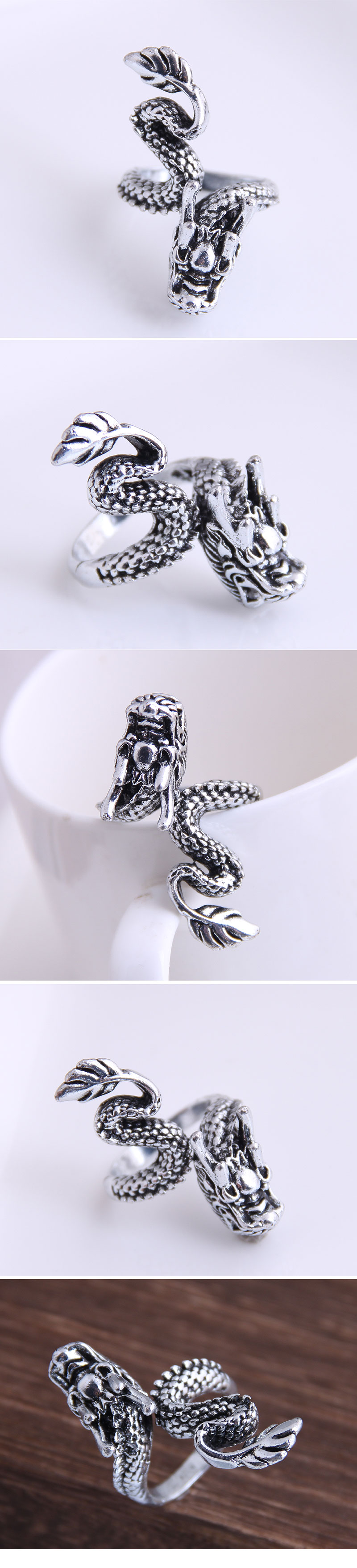 Chinoiserie Dragon Alloy Plating Womenu0027S Open Ring 1 Piece