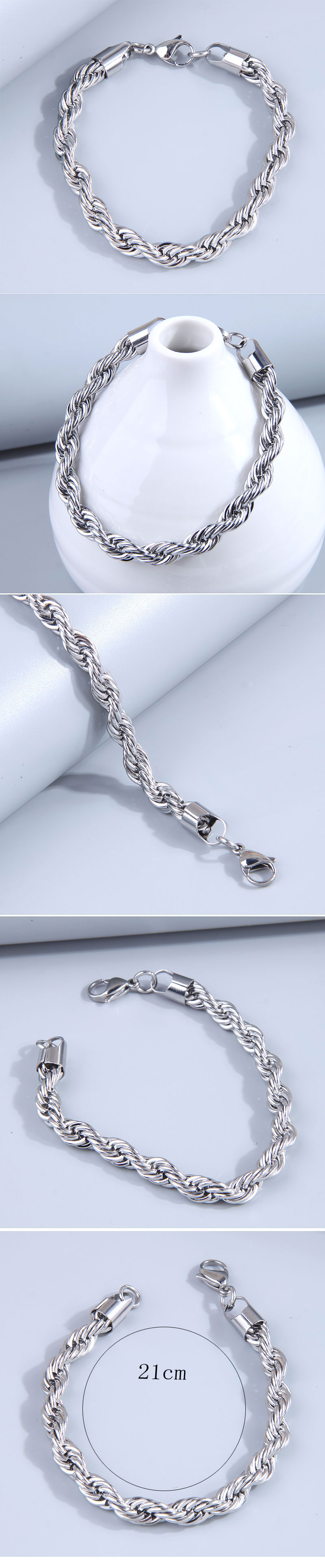 Hip-Hop Geometric Stainless Steel Plating Bracelets 1 Piece
